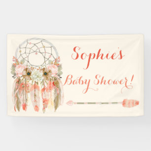 Tribal Boho Dream Catcher Baby Peach Coral Banner