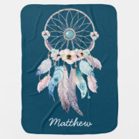 Tribal Boho Dream Catcher Fleece Baby Blanket