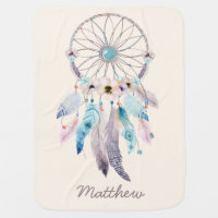 Tribal Boho Dream Catcher Fleece Baby Blanket