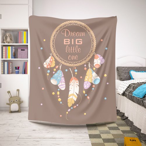 Tribal Boho Dreamcatcher on Brown Quote Sherpa Blanket