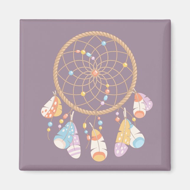Tribal Boho Dreamcatcher On Purple Magnet (Front)