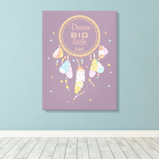 Tribal Boho Dreamcatcher on Purple Quote Canvas Print (Insitu(Wood Floor))