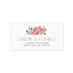 Tribal Boho Feathers Address Labels