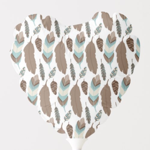 Tribal Boho Feathers Ethnic Blue Brown Balloon