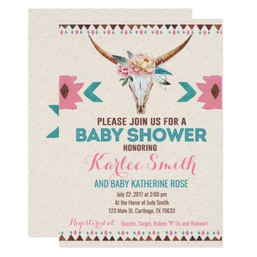 Tribal Boho Floral Baby Shower Invitation Tribal Boho Floral Baby Shower Invitation