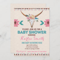 Tribal Boho Floral Baby Shower Invitation