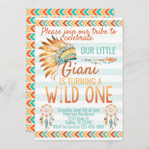 Tribal Boho Headdress Birthday Party Invitation