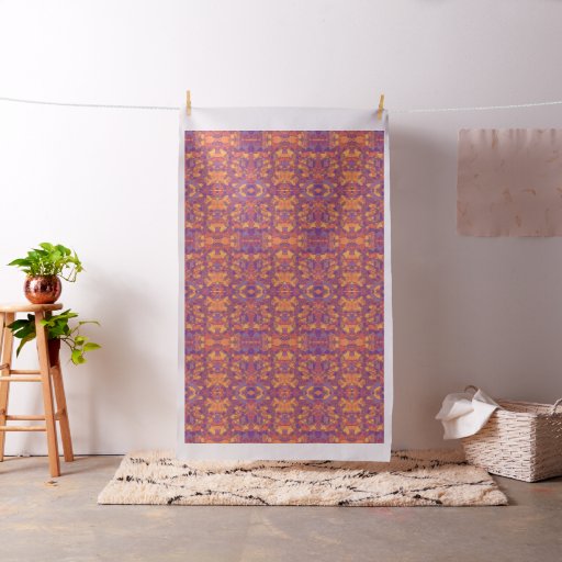 Tribal Boho Hippie Purple Orange Yellow Fabric