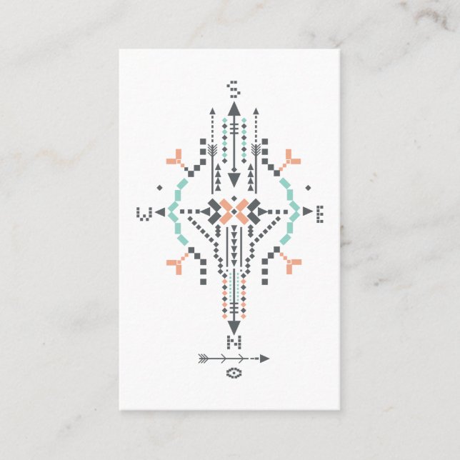 *~* Tribal Boho Native American Indian Aztec Totem Business Card (Front)