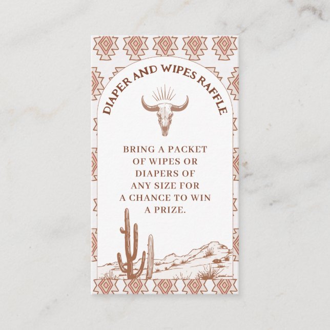 Tribal Boho Rodeo Baby Shower Diaper Raffle Insert (Front)