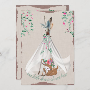 Tribal Boho Tipi and Deer Couple's Baby Shower Invitation
