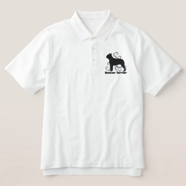 Tribal Boston Terrier Embroidered Polo Shirt (Design Front)
