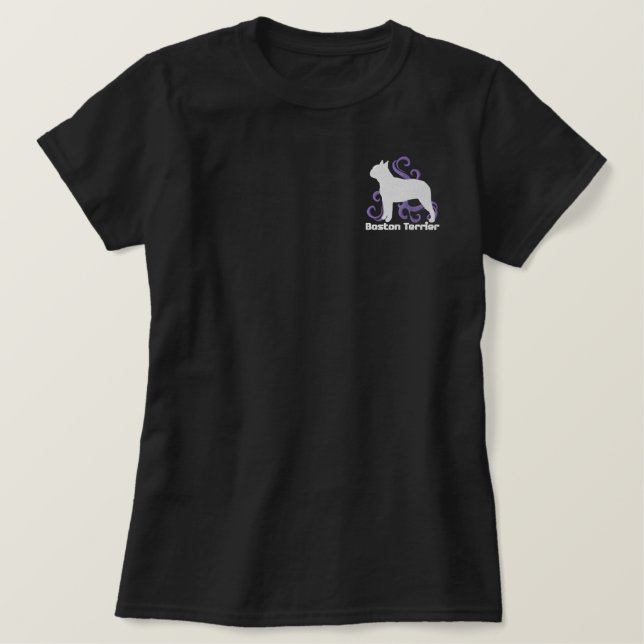 Tribal Boston Terrier Embroidered Shirt (Design Front)