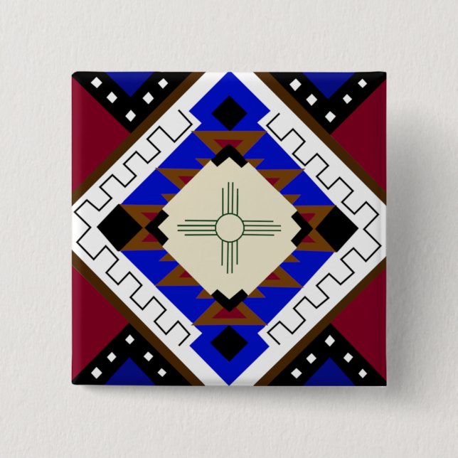 Tribal Botton, Happiness, Native American Zia Button (Front)