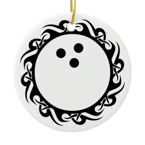 tribal bowling ball ceramic ornament