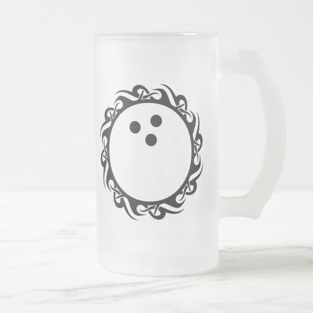 tribal bowling frosted glass beer mug (Right)