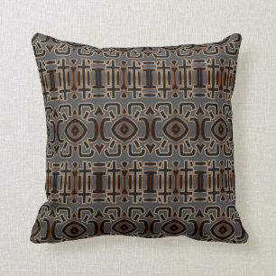Tribal Brown and Gray Throw Pillow