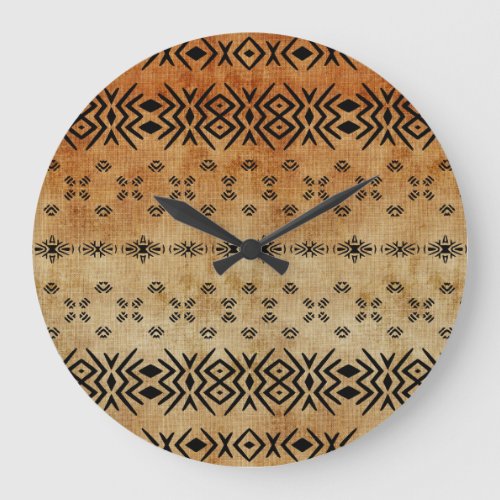 Tribal Brown Beige  Large Clock