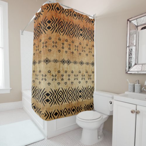 Tribal Brown Beige  Shower Curtain