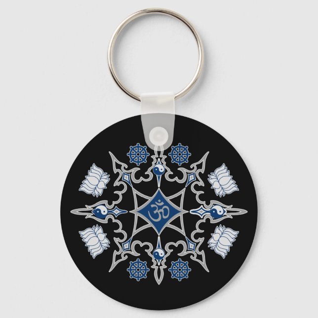 Tribal Buddhist Symbols Keychain (Front)