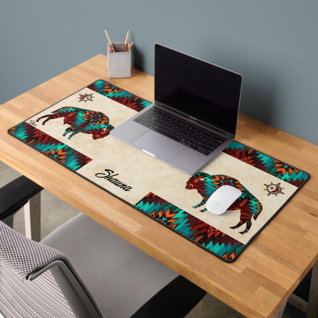 Tribal Buffalo And Sun Desk Mat (Office 2)
