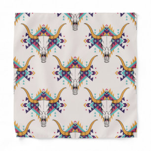 Tribal Bull Skull: Boho Seamless Bandana