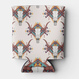 Tribal Bull Skull: Boho Seamless Can Cooler