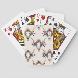 Tribal Bull Skull: Boho Seamless Poker Cards
