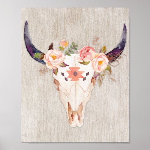 Tribal bullhead floral bullhead poster
