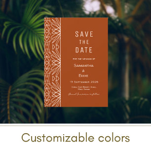 Tribal Burnt Orange Save the Date Invitation