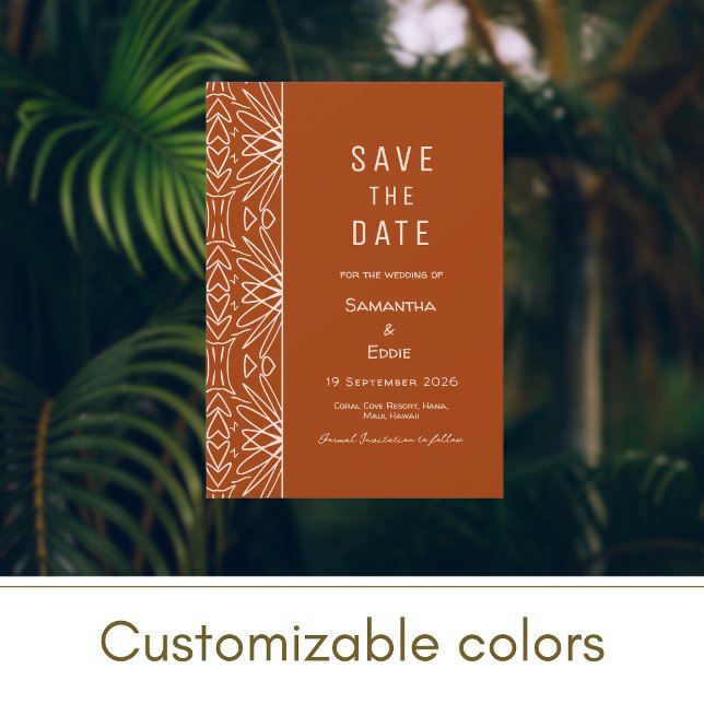 Tribal Burnt Orange Save the Date Invitation (Creator Uploaded)