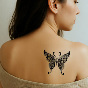 Tribal Butterflies with modern love art Temporary Tattoos