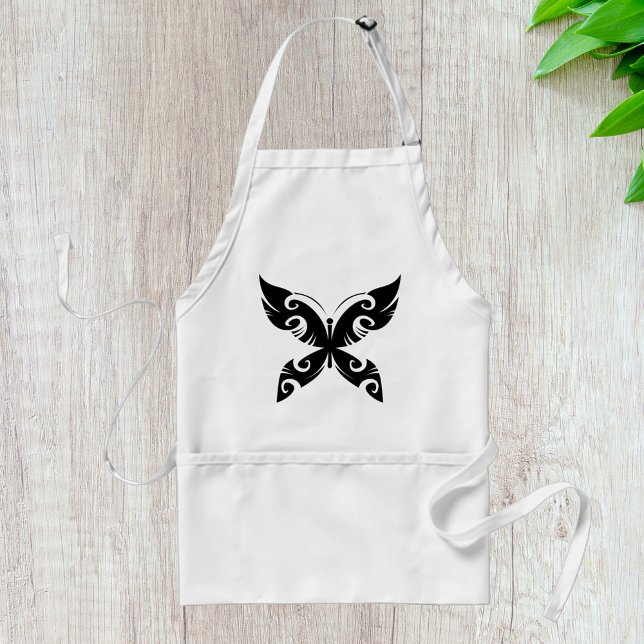 Tribal Butterfly Tattoo Bold Black Ink Style  Adult Apron (Creator Uploaded)