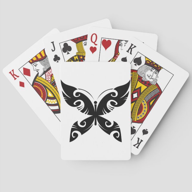 Tribal Butterfly Tattoo Bold Black Ink Style  Poker Cards (Back)