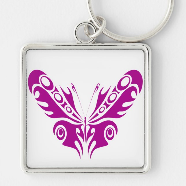 Tribal Butterfly Tattoo Design Keychain (Front)