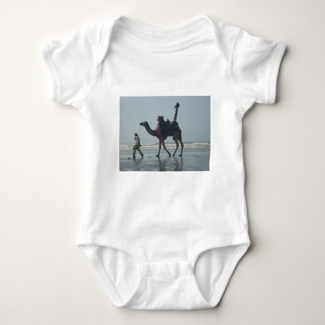 Tribal Camel Ride: Morning Tide Sands & Sea Baby Bodysuit (Front)