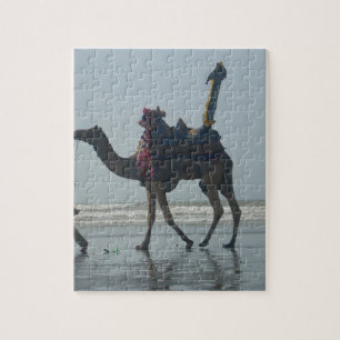 Tribal Camel Ride: Morning Tide Sands & Sea Jigsaw Puzzle