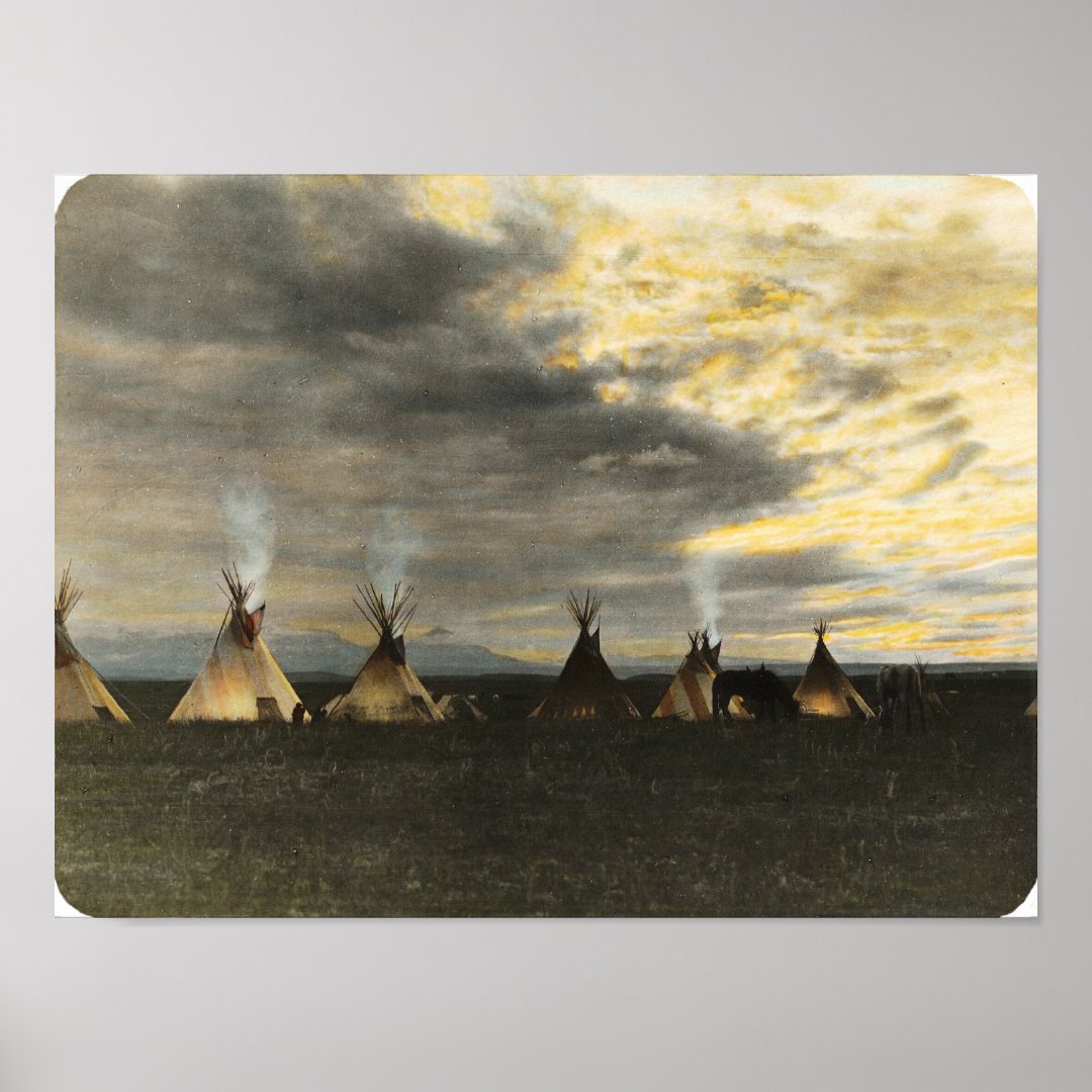 Tribal camp of the Blackfeet Indians Poster | Zazzle