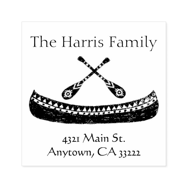 Tribal Canoe Silhouette Personalized Rubber Stamp (Imprint)