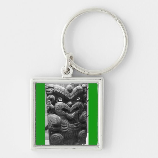 Tribal Carving B+W Keychain (Front)