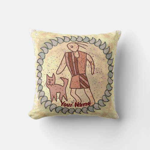 Tribal Cat Person Rune pillow