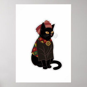Tribal Chief Black Cat Poster