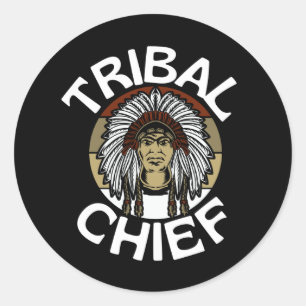 Tribal Chief Indian American Native Classic Round Sticker