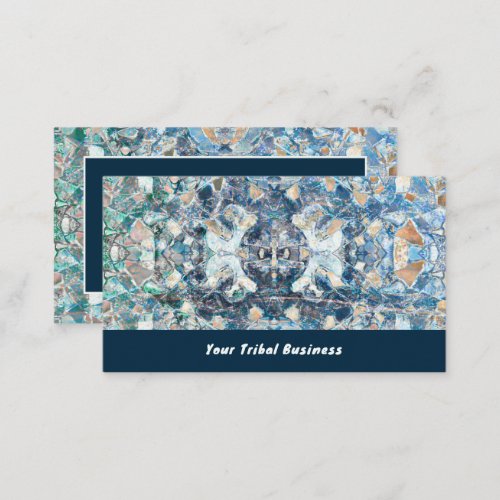 Tribal Classic Blue White Ethnic Business Card