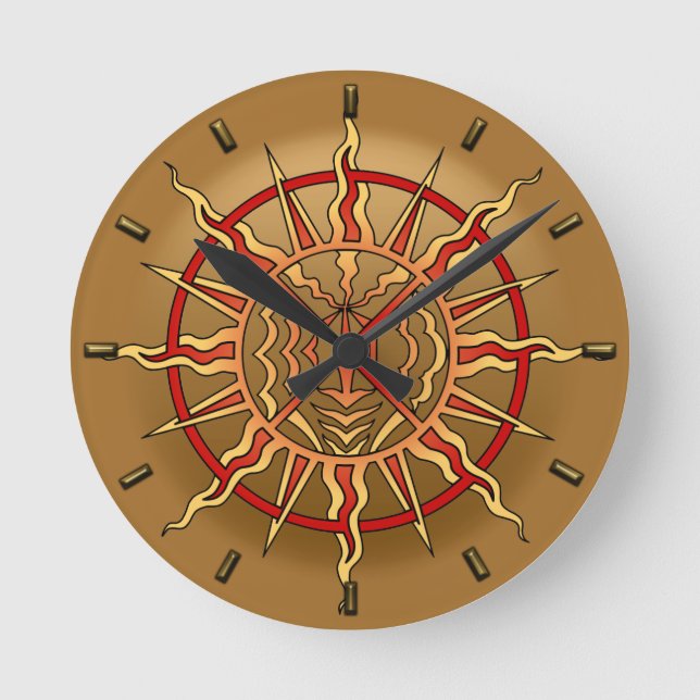 Tribal Clock Modern Native Sun Wall Clocks Decor (Front)