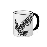 Tribal Cockatoo parrot bird tattoo Ringer Coffee Mug