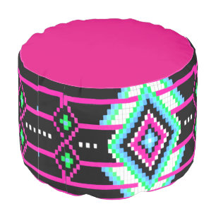 Tribal Collection Hot Pink Round Pouf