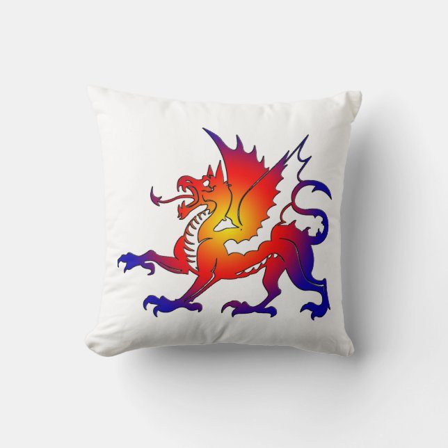 Tribal Color Dragon Throw Pillow (Front)