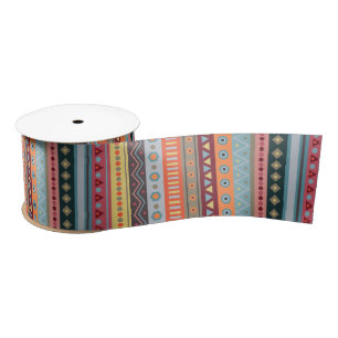Tribal Colorful Stripes Pattern Ribbon