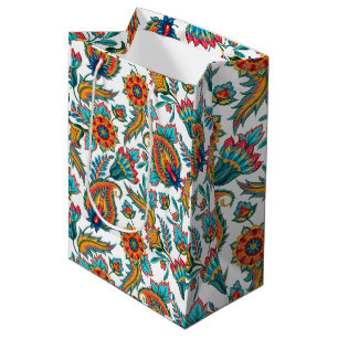 Tribal Colorful Watercolors Paisley Pattern Medium Gift Bag